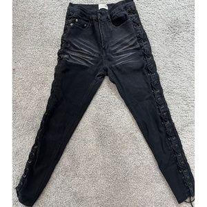 Black Denim Lace Up Jeans